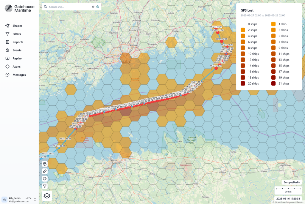 Visualization of GPS Lost in Maritime Domain Monitor
